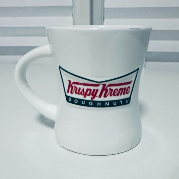 Krispy Kreme Doughnuts Logo Mug Retro Diner Style Hourglass Embossed 2010 Coffee - Picture 1 of 5